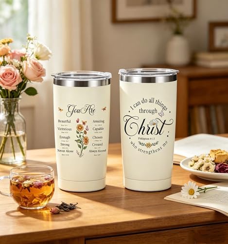 Christian Gifts for Women Faith - Christian Tumblers for Mothers Day Bible Gift, Christian Tumbler Religious Gifts Spiritual Encouragement Inspirational Gift for Women, 20oz Stainless Steel Tumbler - Image 5