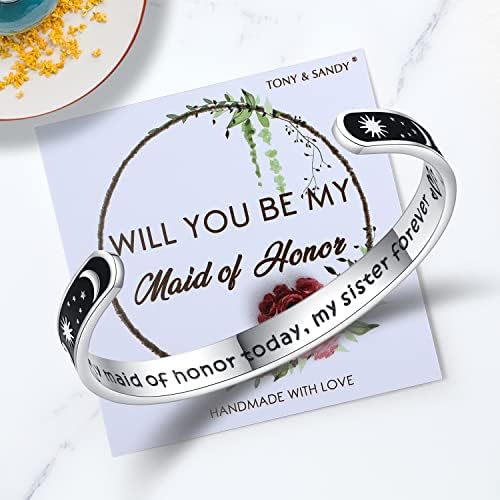 TONY & SANDY Inspirational Bracelets for Women Teen Girls Personalized Gifts for Daughter Granddaughter Mom Sister Friends Stainless Steel Engraved Cuff Birthday Easter Christmas - Image 2