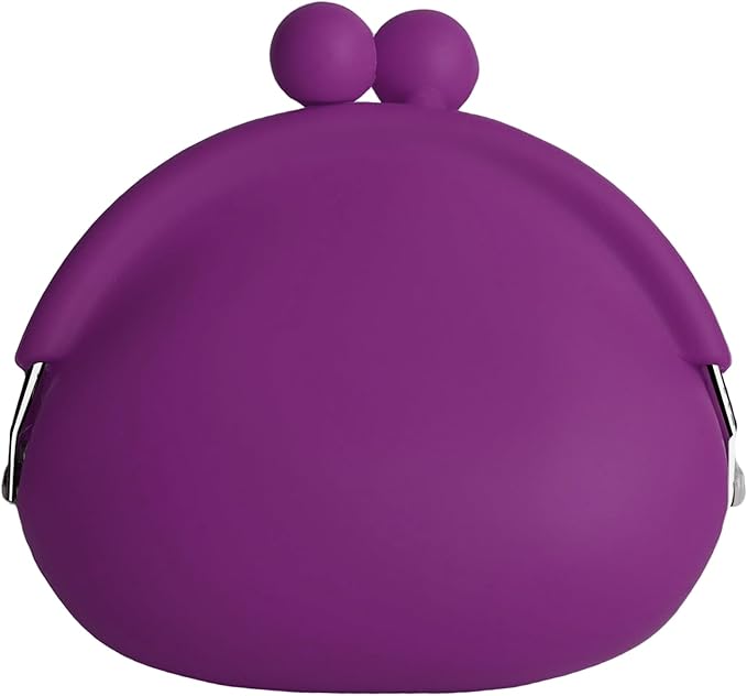 Coin Purse for Women – Silicone Small Coin Pouch with Kiss Lock for Coins, Keys, Lipstick, and Earphones – Mini Cute Change Purse, Coin Purse & Pouch for Daily Life, Cars, Travel, Party (Purple)