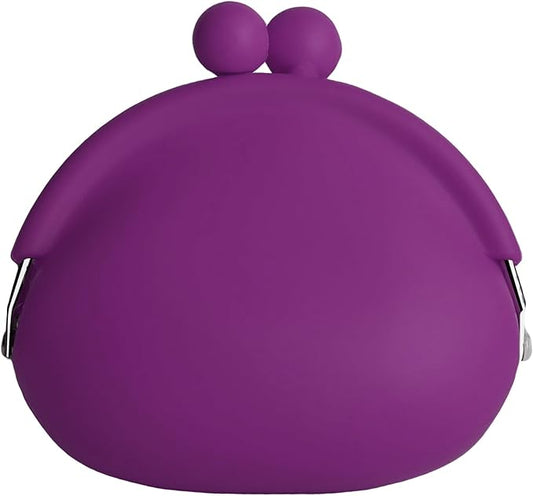 Coin Purse for Women – Silicone Small Coin Pouch with Kiss Lock for Coins, Keys, Lipstick, and Earphones – Mini Cute Change Purse, Coin Purse & Pouch for Daily Life, Cars, Travel, Party (Purple)