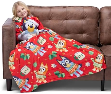 Northwest Character Hugger Pillow & Silk Touch Throw Blanket Set, 40" x 50", Bluey Festive Sweaters - Image 6