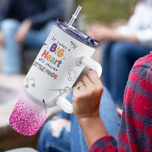 Teacher Gifts For Women Men, Personalized Stainless Steel 40oz Tumbler with Handle and Straw For Teacher Appreciation Gifts from Students, Custom Teacher Tumbler for Teachers Day Birthday Gifts - Image 5