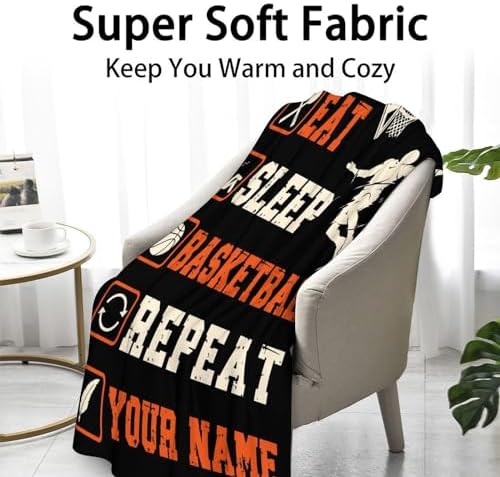 Mercuryelf Custom Basketball Throw Blanket - Soft, Fuzzy & Warm - 40x50 Inches Flannel Blankets for Travel, Office - Black Sports Funny Throws Gift for Boys, Girls - Image 2
