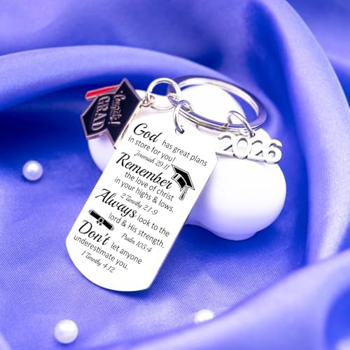 Inspirational Grad Gift For Her Him Class Of 2026 Graduation Keychain Gift - Image 3