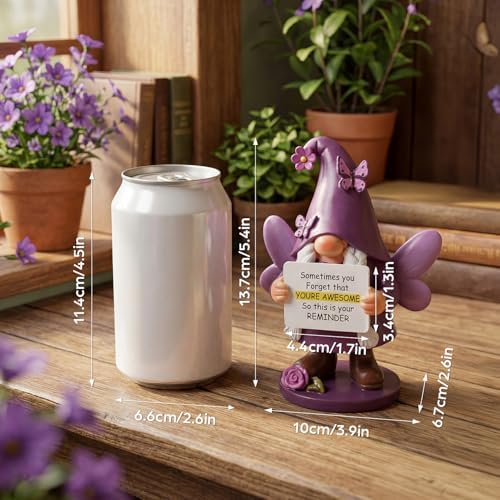 Lavezee Gnome Graduation Gifts for Girls Her, Handmade Purple Gnome Statue with Sometimes You Forget Your Awesome, Encouragement Emotional Gifts for Women - Image 2