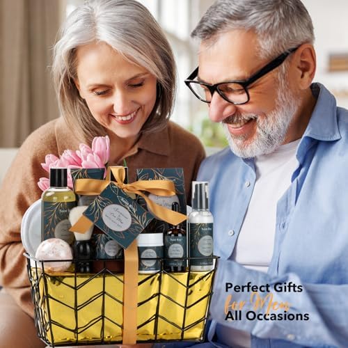 15Pcs Sandalwood Oak Moss Gift Baskets for Men, Man Bath & Body Gift Set - Image 5