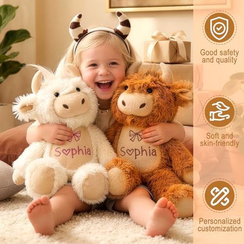 Personalized Cow Stuffed Animal with Embroidery Name, Cow Plush Toys - Image 7