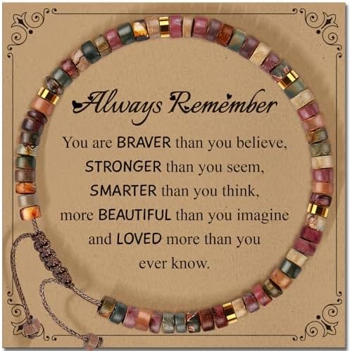 Inspirational Christmas Bracelet Gifts for Women: Healing Natural Stone Bracelet - Thinking of You Get Well Soon Birthday Gifts for Friend Sister Bestie BFF by ZOKCC