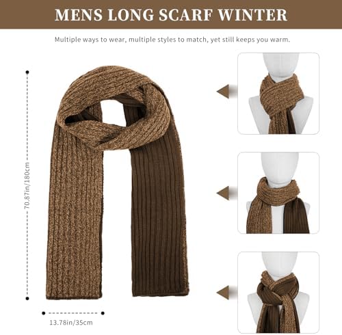 Winter Beanie Hats Long Neck Scarf for Men and Touchscreen Gloves 3PCS Set - Image 5