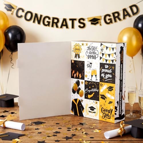 Glenmal Graduation Countdown Calendar Gift Box 12 Days 2026 Graduation Gift Box with Filling Raffia Large Inner Boxes Fill It Yourself Empty Boxes for Graduates Her Him High School College(Black) - Image 5