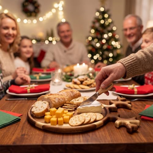 7 Pcs Christmas Cutting Board Gift Set with Cheese Knife,Reindeer - Image 3