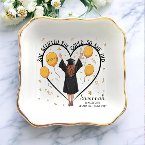 IZI POD Personalized Graduation Gifts for Her, Graduation Jewelry Dish, A Sweet Ending to a New Beginning, Gradua Senior Class of 2026, Gifts for Her, Women, Best Friends /12 by IZIPOD