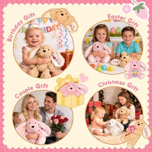 Personalized Plush Dog with Embroidered Name, Custom Dog Stuffed Animal, Personalized Baby Girl Toys, 1-14 Year Old Girls Birthday Gifts for Baby Boys Girls Toddlers Newborn (Dog) - Image 7