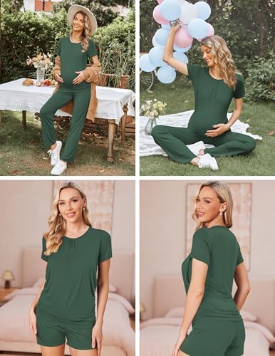 Ekouaer Maternity Nursing Pajamas Set 3 Piece Postpartum Breastfeeding Pjs - Image 6
