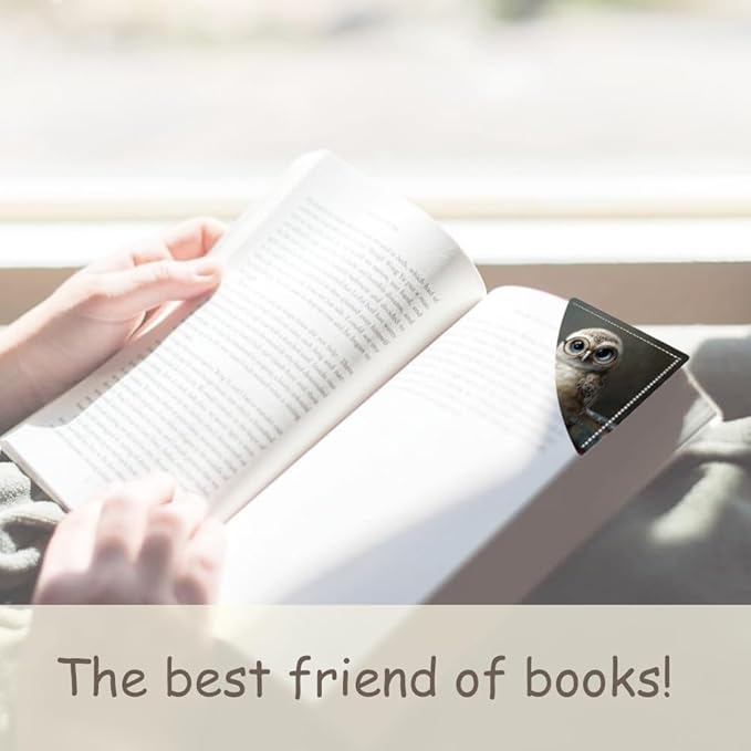 2PCS Leather Bookmarks 3.54 x 3.54 Inch Night Owl with Glasses and Vintage Books Design Reading Accessories for Books Journals Bibles Travel Diary Students Teachers and Book Lovers Gift