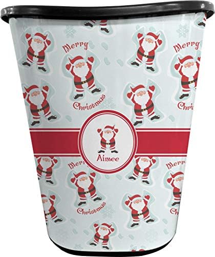 RNK Shops Personalized Santa Clause Making Snow Angels Waste Basket - Single Sided (Black) w/Name or Text by Unknown
