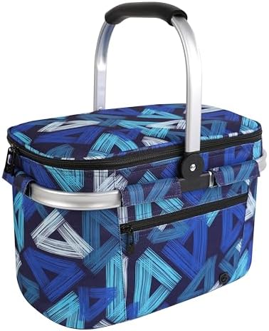 Picnic Basket, 22L Insulated Cooler Foldable, Thick, Triangle Pattern - Image 2