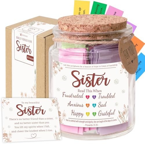 Bible Verses Jar for Sister – Graduation Day Gifts for Sister, Birthday Gifts for Sisters, Christian Gift for Women, Girls by SouthLisa