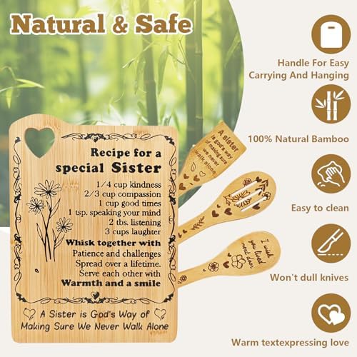 Sister Birthday Gifts - "Recipe for a Special Sister" Cutting Board Set - Image 5