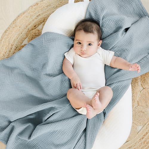 Konssy Muslin Swaddle Blankets, 100% Cotton Receiving Blankets, 47"x 47" - Image 2