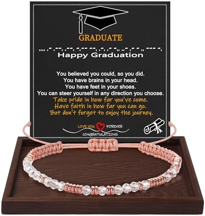 Morse Code Bracelets for Women Mothers Day Gifts 2026 Graduation Gifts Mom Birthday Gift Pink Braided Bracelets Teen Trendy Stuff Inspirational Best Friend Birthday Gifts for Daughter Girlfriend Christmas Stocking Stuffers Jewelry by BTYSUN