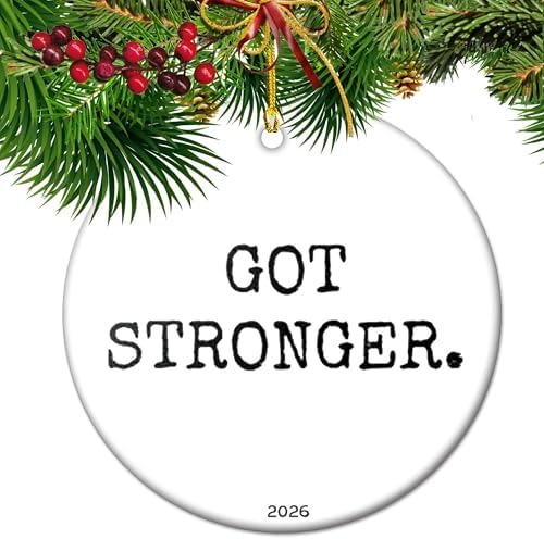 Fitness Wins 2026 Ornament, Minimalist Gym Ornament | Weight Lifter Runner Gift | Workout Motivation Keepsake - GOT Stronger by Vexorion