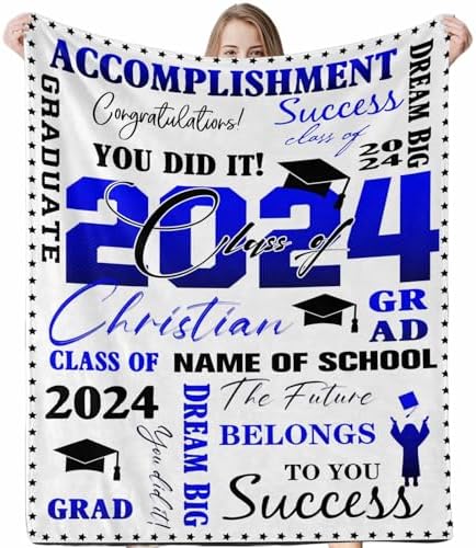 Graduation Gift Ideas Blanket Pictures Customized Blanket Pictures Customized Bed Blanket Presents Customize Blankets with Photos and Text Custom Graduation Blanket 2024 54x70inch by Unknown