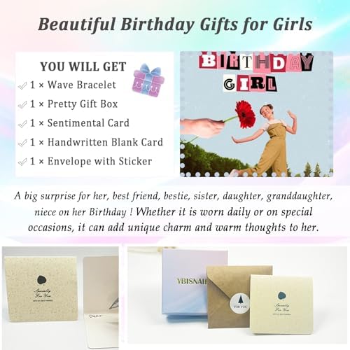 Gifts for Women, Cool Waves Bracelet Christmas Birthday Gift for Happy Birthday 21st, 30th, 40th, 50th, 60th Birthday Gift Ideas for Women Ladies Bestie Friend Sister Mom Daughter Wife Grandma - Image 5