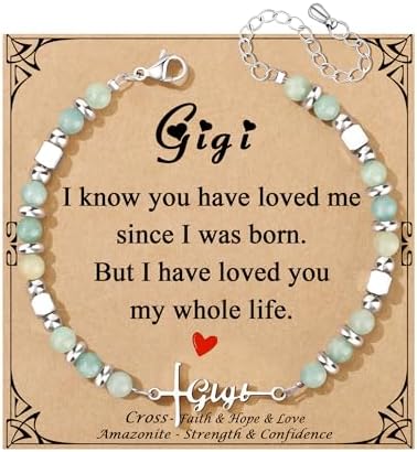 Gifts for Women Faith Cross Bracelet, Unique Amazonite Bracelets for Women by Joycuff
