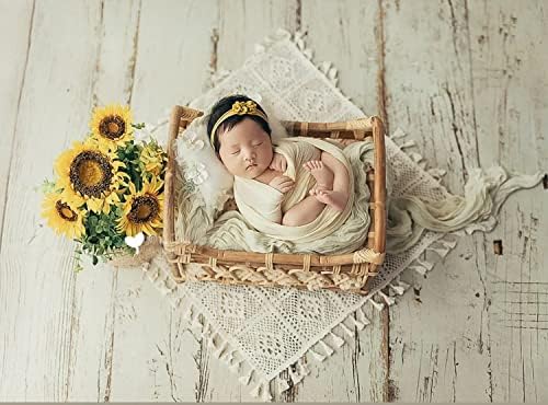 Honra Baby Photoshoots Props Blanket Newborn Photography Crochet Rug Photo Posing Layer Vintage (Cream E) - Image 4