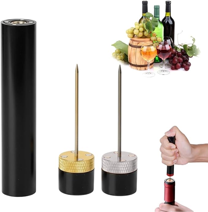 Wine Bottle Opener, Pocket Air Pressure Pump Wine Bottle Opener, Portable Wines Cork Open Bottles Tool, Mini Travel Corkscrew Quick Bottles Opening for Home Restaurant Party (Gold+Silver)