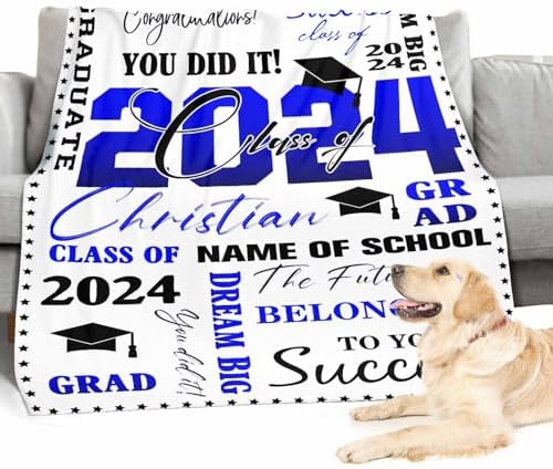 Customized Blankets Picture Blanket Personalized Photo Graduation Gift Set Graduation Class of 2024 with College Name Graduate Gifts Costume Blanket with Pictures 80x60inch - Image 4