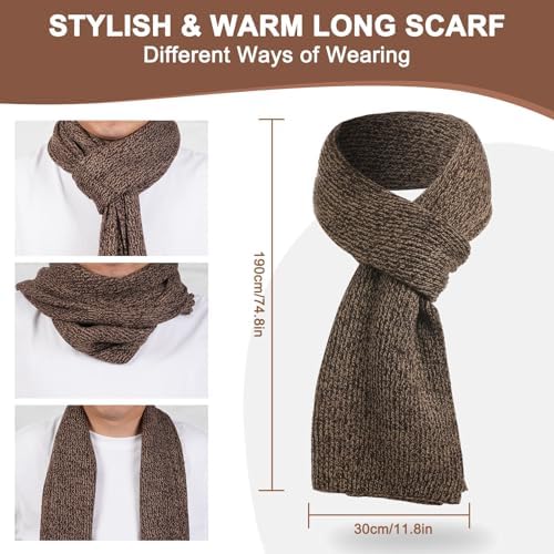 floconssy Men's Winter Hat Scarf Gloves Set of 3, Knit Thermal Combo Gifts - Image 4