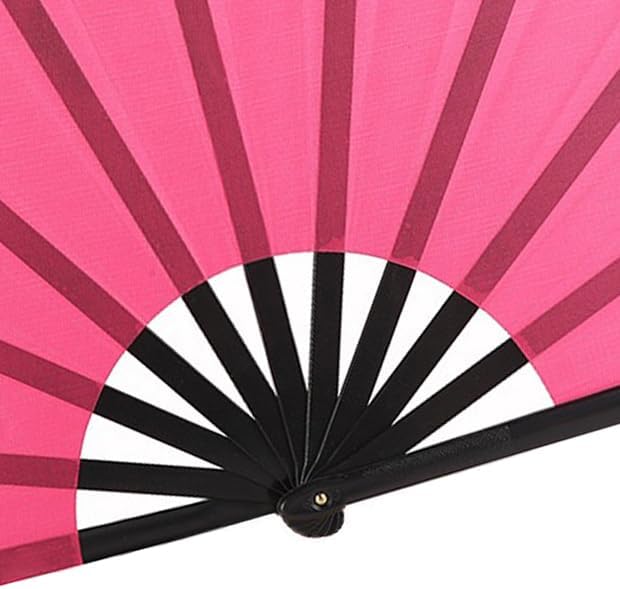 Huralona 5 Pack Large Folding Hand Clap Fan Fabric Rave Popping Fans Chinese Kung Fu Tai Chi Hand Fan Festival Dance Gift Performance Decorations (Rose Red)