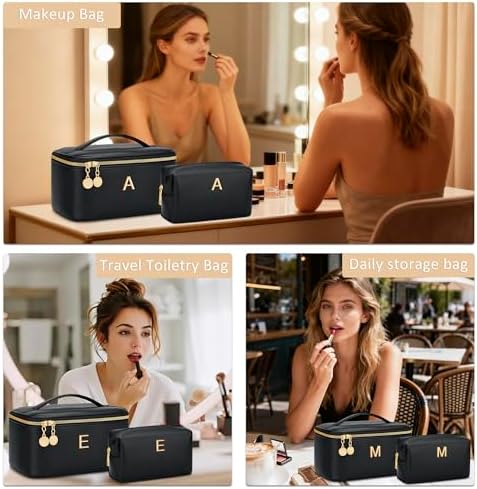 Personalized Initial Travel Makeup Toiletry Bag Gifts for Women - Image 7