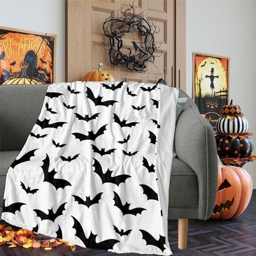 Halloween Bat Throw Blanket Super Soft Warm Bed Blankets for Couch Bedroom Sofa Office Car, All Season Cozy Flannel Fuzzy Blanket for Girls Boys Adults, 30"X40" - Image 6