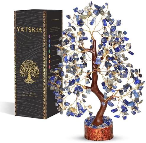 YATSKIA Lapis Lazuli Crystal Tree | Healing Crystal Gemstone Tree Decor | Home Office Decor | Housewarming Gifts New Home | Birthday Gifts for Women | 10 Inch 300 Beads by YATSKIA