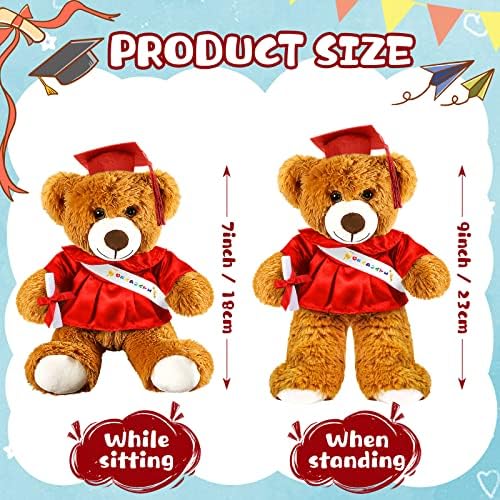 Foilswirl Graduation Bear 2026 with Gown Cap Tassel 9” Red Graduation Stuffed Animal Plush Bear Toy for Class of 2026 Prek Preschool Kindergarten High School College Graduate Gift - Image 2