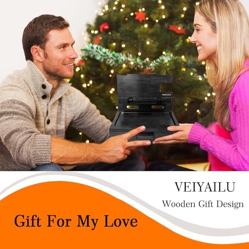 VEIYAILU Gifts for Him Husband Boyfriend Son Men Nightstand Organizer Wood Phone Docking Station Birthday Gifts (Black) - Image 6