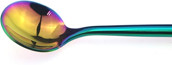 Gugrida 6-Piece Tea spoons 18/10 Stainless Steel Luxury Mirror Polished Rainbow Colorful Coffee Spoon Milk Spoon Child Spoon Silverware Flatware Cutlery