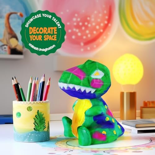 Paint Your Own Dinosaur Lamp Kit, Crafts for Kids Ages 6-12, Gifts for Boys - Image 4