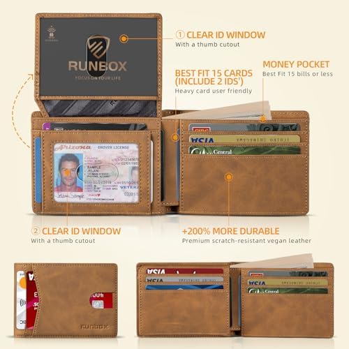 RUNBOX Wallet for Men -Slim Rfid Leather Mens Bifold Novelty Wallets 2 ID Window With Gift Box Men's Accessories - Image 2
