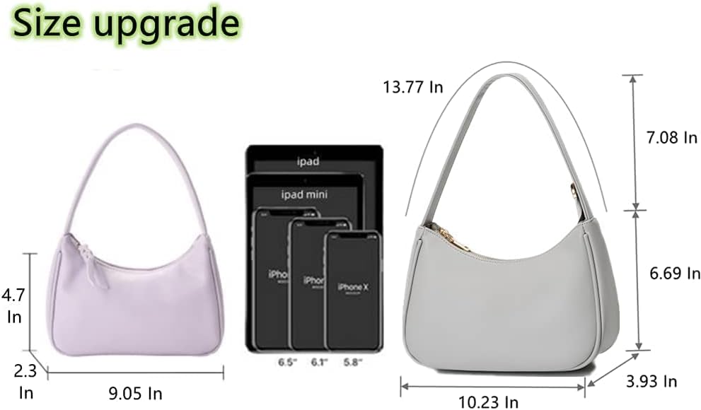 Shoulder Bags for Women, Cute Hobo Tote Handbag Mini Clutch Purse with Zipper Closure