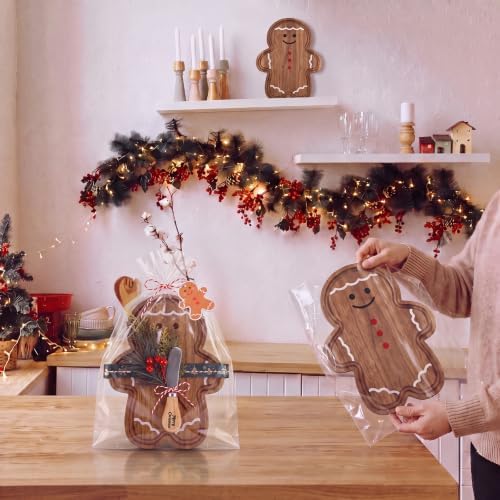 7 Pcs Christmas Cutting Board Gift Set with Cheese Knife,Gingerbread Man - Image 5