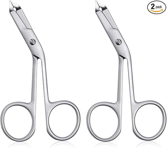 2pcs Stainless Steel Eyebrow Tweezers for Women Handle Shaped Angled Tweezers Flat Tip Hair Plucker for Eyebrow Trimming and Shaping, Face Hair Tools for Women