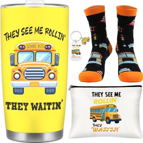 CRASHOT School Bus Driver Gifts, Travel Tumbler Appreciation Gift Set by CRASHOT