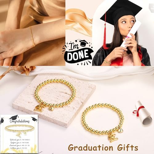 2026 Graduation Gifts, Graduation Gift for Her High School College Graduation Gifts for Teen Girls 5th 8th Grade Masters Degree Grads Initial Bracelets for Women Letter A-Z Charm Bracelet Daughter Niece Granddaughter Girlfriend Jewelry - Image 3