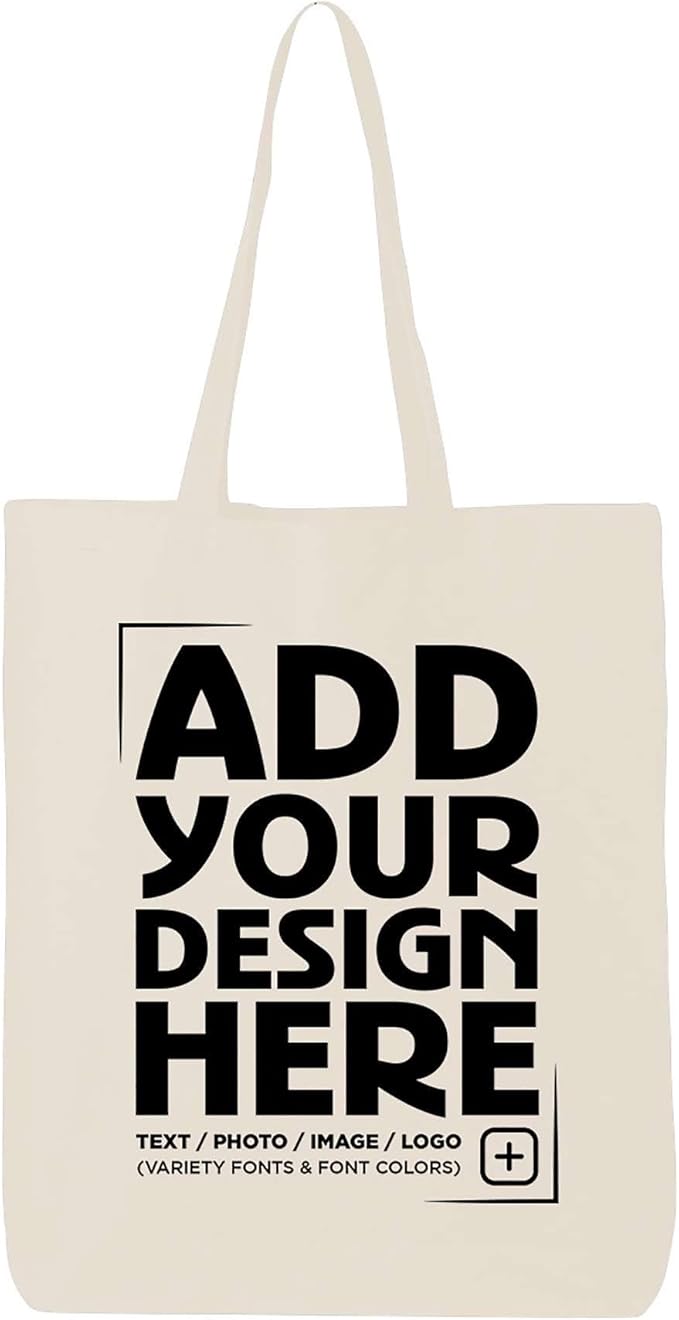 shop4ever Personalized Custom Design Your Own Eco Cotton Tote Reusable Shopping Bag Customizable Gift
