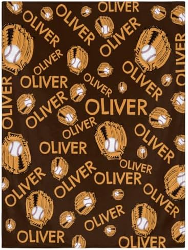 Personalized Baby Blankets for Girls Boys, Custom Baby Blanket with Name Swaddle Toddler Fleece Blanket Personalized Gift Baseball Mitt Brow Text by RIRIX