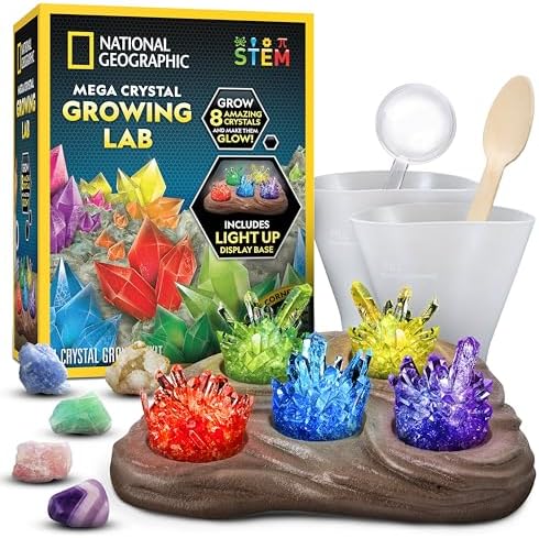National Geographic Mega Crystal Growing Kit with 8 Crystals Ages 8-12 by BlueMarbleToys
